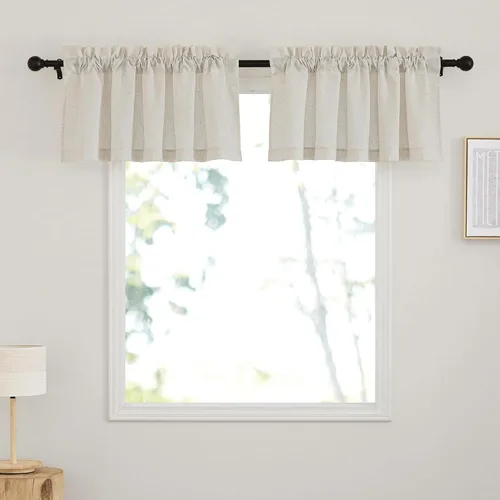 Vista 34 de RYB HOME Cortinas traslúcidas grises – Cortinas semitransparentes mezcladas de lino para privacidad, cortinas de ventana, reducción de luz para sala