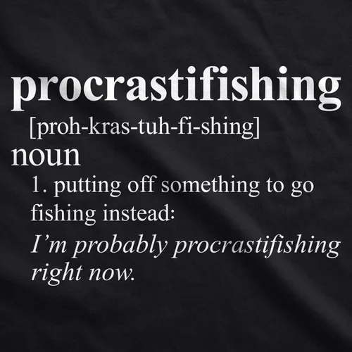 Vista 2 de Camiseta Procrastifishing para hombre, regalo de pesca divertido para papá, abuelo, pescador, pez, negro jaspeado
