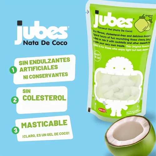 Vista 5 de Jubes Grape Nata De Coco Jelly Cubes 12.7 oz – Cubos de jalea de coco de uva para sagú – Gel de coco en ingredientes de jarabe para té de frutas