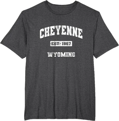 Vista 17 de Cheyenne Wyoming WY vintage state Camiseta de estilo atlético, Negro