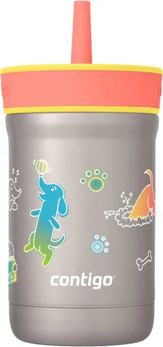 Vista 13 de Contigo Leighton - Vaso con pajita para niños con tapa a prueba de derrames, 12 onzas, Frambuesa/Azalea