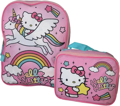 Vista 2 de Accessory Innovations Hello Kitty Mochila de tamaño completo de 16 pulgadas con lonchera desmontable
