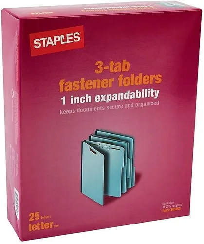 Vista 5 de Staples Carpeta de cierre de cartón prensado, tamaño carta, expansión de 1 ″, construcción duradera reforzada, 25/caja Reinforced durable