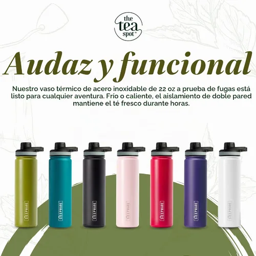 Vista 2 de The Tea Spot Steepware - Vaso de té y termos, 22 onzas, botella de té con infusor de té para té de hojas sueltas o café helado, elegante vaso