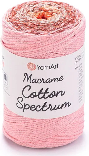 Vista 17 de YarnArt Macramé de Algodón Spectrum – Cuerda Multicolor 80% Algodón – 8.8 oz (250g), 246 yardas (225m) – Cuerda Colorida para Nudos, Tejido 512.2 in