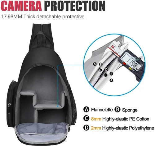 Vista 2 de Cwatcun Bolsa bandolera para cámara, mochila cruzada para cámara, DSLR/SLR/SLR/sin espejo, bolsa de pecho para cámara fotográfica a prueba de golpes