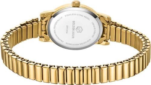 Vista 4 de GOLDEN HOUR Reloj dorado de fácil lectura para mujer con banda de expansión, caja ovalada