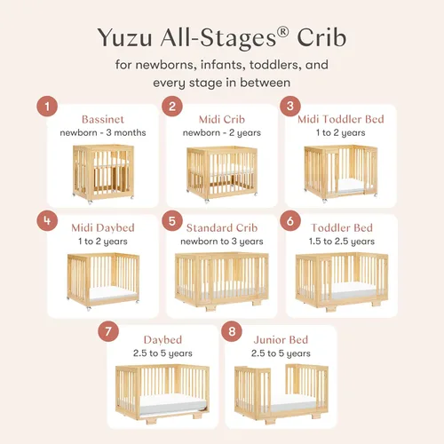 Vista 6 de Babyletto Yuzu - Cuna convertible 8 en 1 para todas las etapas - Kits de conversión para moisés, cuna de bebé midi a cama infantil, sofá cama, cuna