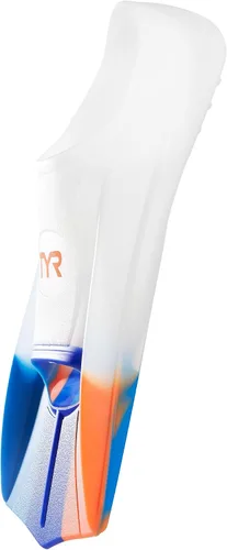 Vista 6 de TYR Stryker Silicone Fins - Short Blade Swimming Training Scuba Flippers Naranja/Azul/Transparente
