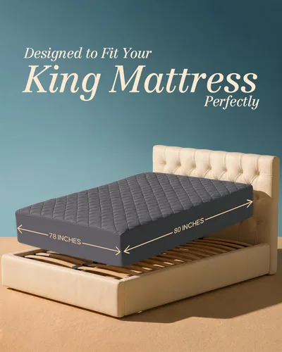 Vista 2 de Utopia Bedding - Funda acolchada ajustada para colchón, tamaño King, protector y cubierta de colchón elástico con bolsillo profundo que se estira