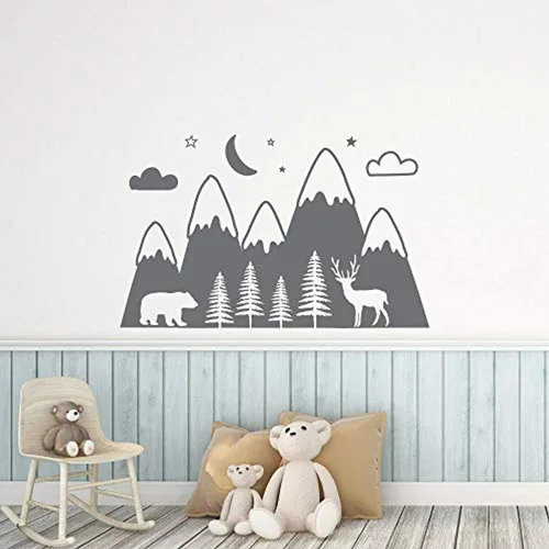 Vista 7 de Calcomanías de pared de campamento de verano, decoración de pared de bosque, para habitación de niños, diseño de guardería, 10