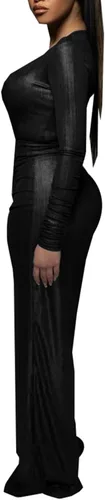 Vista 2 de LightlyKiss Enterizo sexy de terciopelo de manga larga con cuello en V profundo para mujer
