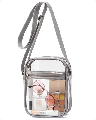 Vista 8 de Vorspack Bolso de PVC aprobado para estadios, bolsa cruzada transparente con bolsillo frontal para conciertos, deportes, festivales