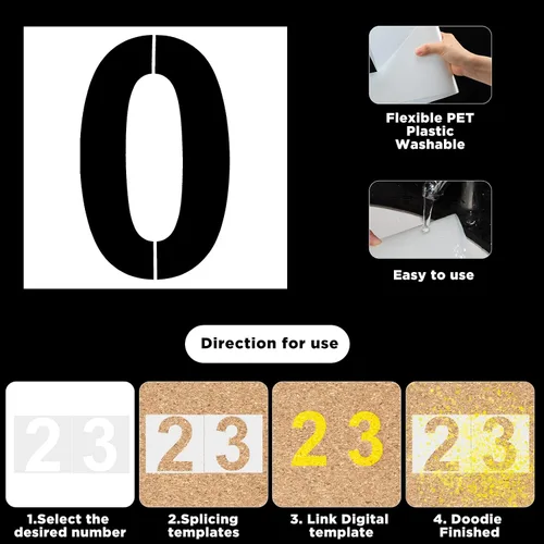 Vista 5 de SATINIOR 36 plantillas de letras grandes, plantillas reutilizables del alfabeto, plantillas de números, manualidades para pared de madera, tela