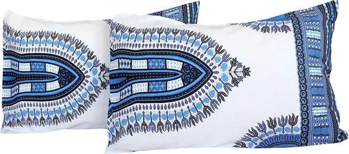 Vista 10 de Fundas de almohada en African Dashiki Art 100% algodón tejido Batik estampados, juego de 2 fundas, negro amarillo