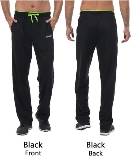 Vista 2 de CENFOR - Pantalones de deporte para hombre con bolsillos con parte inferior abierta, pantalones de entrenamiento para atletismo, trotar, entrenar