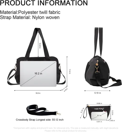 Vista 23 de AmBealla Bolsas de viaje con cremallera, bolsa de fin de semana, ligera para mujer, bolsa de lona para llevar en el gimnasio, trabajo
