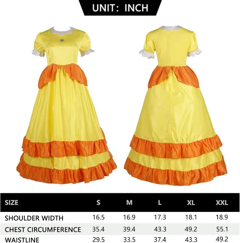 Vista 3 de Disfraz de princesa melocotón para mujer, vestido de cosplay de Super Brothers para adultos