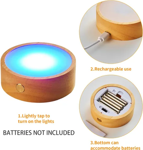 Vista 3 de Regalos románticos para él y ella, regalo del día de la madre para esposa, luz nocturna de cristal de amor 3D con base LED multicolor, regalo