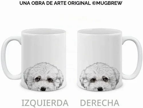 Vista 2 de MUGBREW Taza de cerámica con diseño de bichon frisé, taza para café o té, 325 ml Bichon Frise Dog