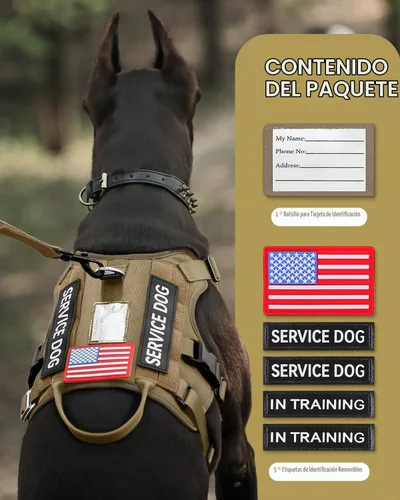Vista 4 de FAYOGOO Arnés táctico para perros para razas pequeñas y medianas, arnés de malla transpirable para perro, a prueba de escapes, con asa, chaleco