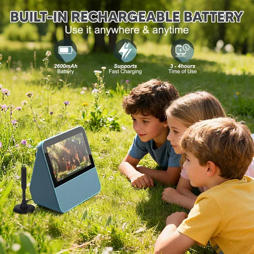 Vista 6 de Mini TV portátil de 7 pulgadas: pantalla táctil HD 1080P Smart TV portátil con sintonizador ATSC - Máquina de karaoke con Bluetooth - TV con batería