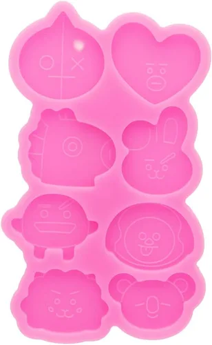 Vista 6 de Molde de silicona de resina de cabeza de animal lindo de 8 cavidades, mini conejo, corazón, caballo, robot, forma de cabeza de oso, molde