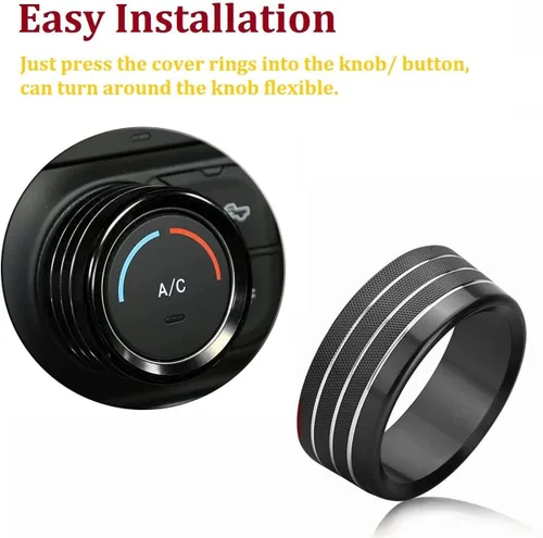 Vista 2 de Accesorios para Dodge Ram 2019 2020 2021 Cubierta de perilla de control interior AC/volumen/modo/AUTO/interruptor de navegación decoración botón