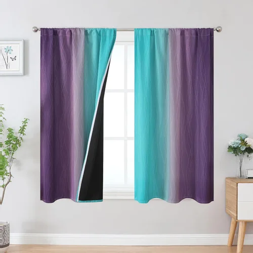 Vista 73 de Estelar Textiler Cortinas oscurecedoras beige y blanco grisáceo de 45 pulgadas de largo, cortinas graduadas con bloqueo de luz para baño, cortinas