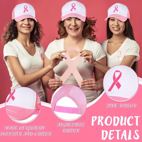 Vista 3 de Jeyiour 12 gorras de béisbol con cinta rosa para mujer, malla de algodón ajustable, para mujer, para mujer y niña, 12 unidades, Rosado