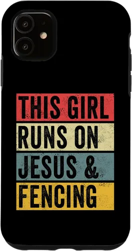 Vista 5 de Funda divertida para iPhone 14 con diseño de perros de Jesús y esgrima, entrenador de esgrima, para papá