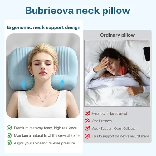 Vista 5 de Almohada cervical para dormir, almohadas de espuma viscoelástica para Azul