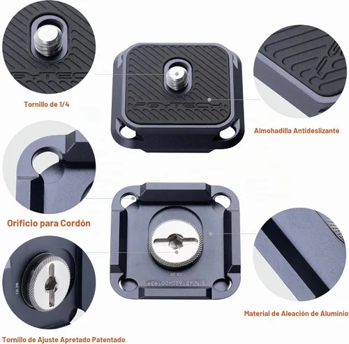 Vista 2 de PGYTECH 2 piezas de placas de liberación rápida tipo Arca, interruptor de repuesto entre trípode, monopie, deslizante, compatible con Arca Swiss