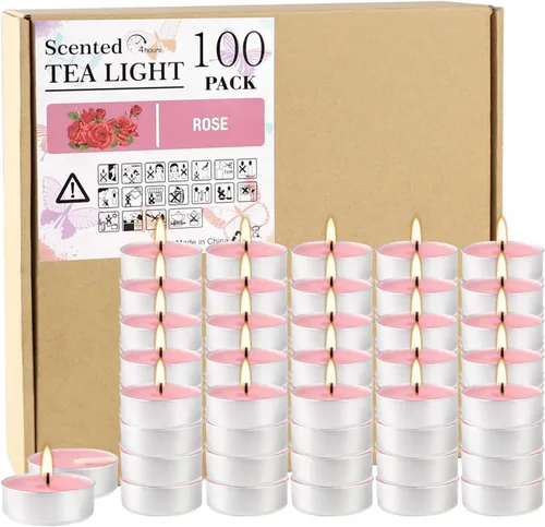 Vista 8 de Howemon Velas de Té Perfumadas de Lavanda Morada - 4 Horas - Paquetes Gigantes a Granel de 100 - Velas de Té Sin Humo para el Día de San Valentín