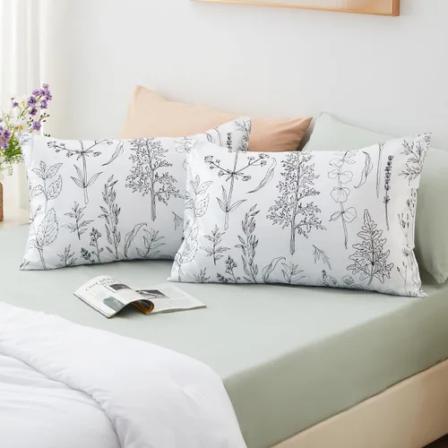 Vista 55 de EXQ Home - Funda de almohada de satén para cuidar el cabello y la piel, tamaño estándar, de seda con estampado negro, juego de 2 fundas con cierre