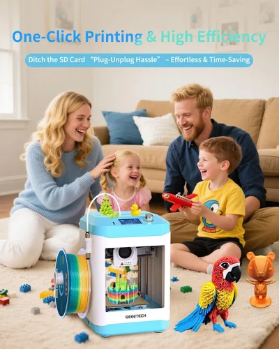 Vista 3 de Impresora 3D Mini Completamente Montada para Niños y Principiantes con WiFi - Kit de Inicio Completo con Impresora 3D de Nivelación Automática, 1