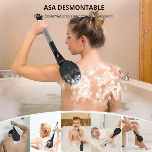 Vista 3 de Depurador de espalda antideslizante para ducha, cepillo de baño desmontable de 21.7 pulgadas para ducha, exfoliante de espalda, exfoliación y salud
