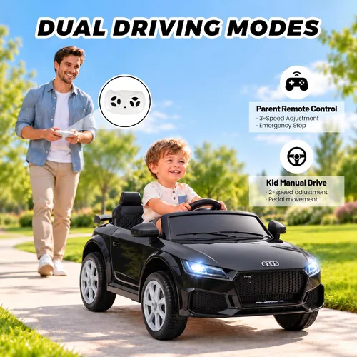 Vista 4 de Hotday Juguetes de paseo para niños pequeños de 12 V, con licencia Audi TT Negro