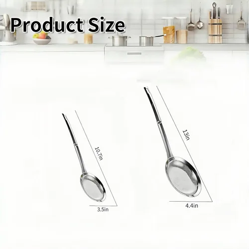 Vista 8 de Colador de acero inoxidable de malla fina, colador de malla de acero inoxidable, cuchara purificadora de aceite de cocina, filtro ultra fino
