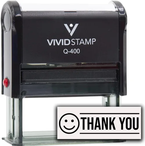 Vista 13 de Sello de goma autoentintado Thank You (Smiley Face) (tinta negra) - Q-200