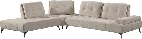 Vista 2 de Betsy Furniture Cómodo sofá seccional en forma de L de microfibra de 128 pulgadas, respaldos ajustables, 9073 (gris claro, sillón izquierdo)