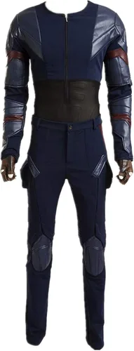 Vista 4 de Joyfunny Superhero Captain Soldier Costume Deluxe Halloween Cosplay Full Set PU Suit