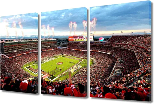 Vista 83 de TUMOVO MetLife Stadium - Decoración de pared de Nueva York, 3 piezas, lienzo, arte de pared para decoración del hogar, juegos de fútbol americano