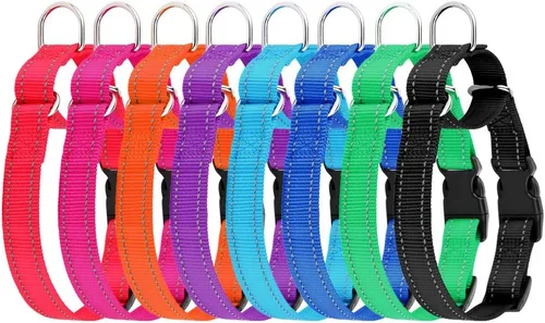 Vista 6 de Collar reflectante de martingala de Plutus Pet con hebilla - Collar de entrenamiento duradero y ajustable para evitar tirones, collar de gargantilla