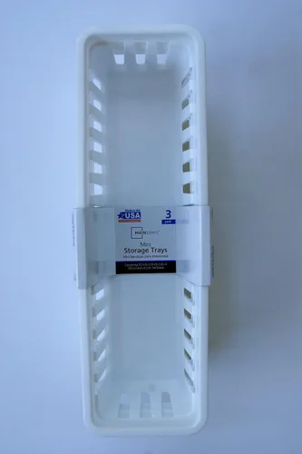 Vista 2 de Charolas blancas rectangulares para almacenamiento, Plástico, Blanco, Ajustado