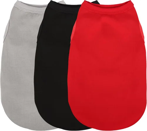 Vista 8 de Paiaite 6 piezas de camisa lisa para perro, camisas sin mangas de algodón para cachorros, ropa transpirable para mascotas, camiseta sin mangas