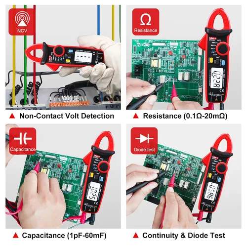 Vista 5 de UNI-T UT210e Medidor de Pinza Digital AC DC Amperímetro Multímetro de Pinza True RMS 2000 Cuentas Voltímetro Probador de Continuidad Capacitor