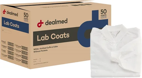 Vista 2 de Dealmed Abrigo de laboratorio SMS desechable, sin bolsillos, blanco
