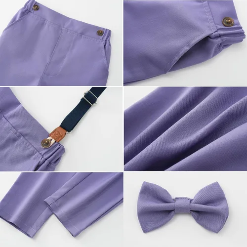 Vista 4 de Kimocat Baby Boys Long Sleeve Gentleman Bowtie Outfit Suits Set