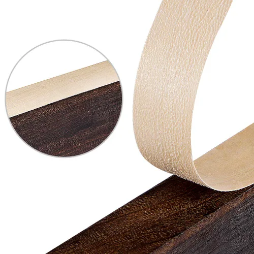 Vista 5 de Skelang Chapa de madera de abedul 1-1/2" x 26', cinta de borde de madera con adhesivo, tira flexible de encolado de cantos de madera